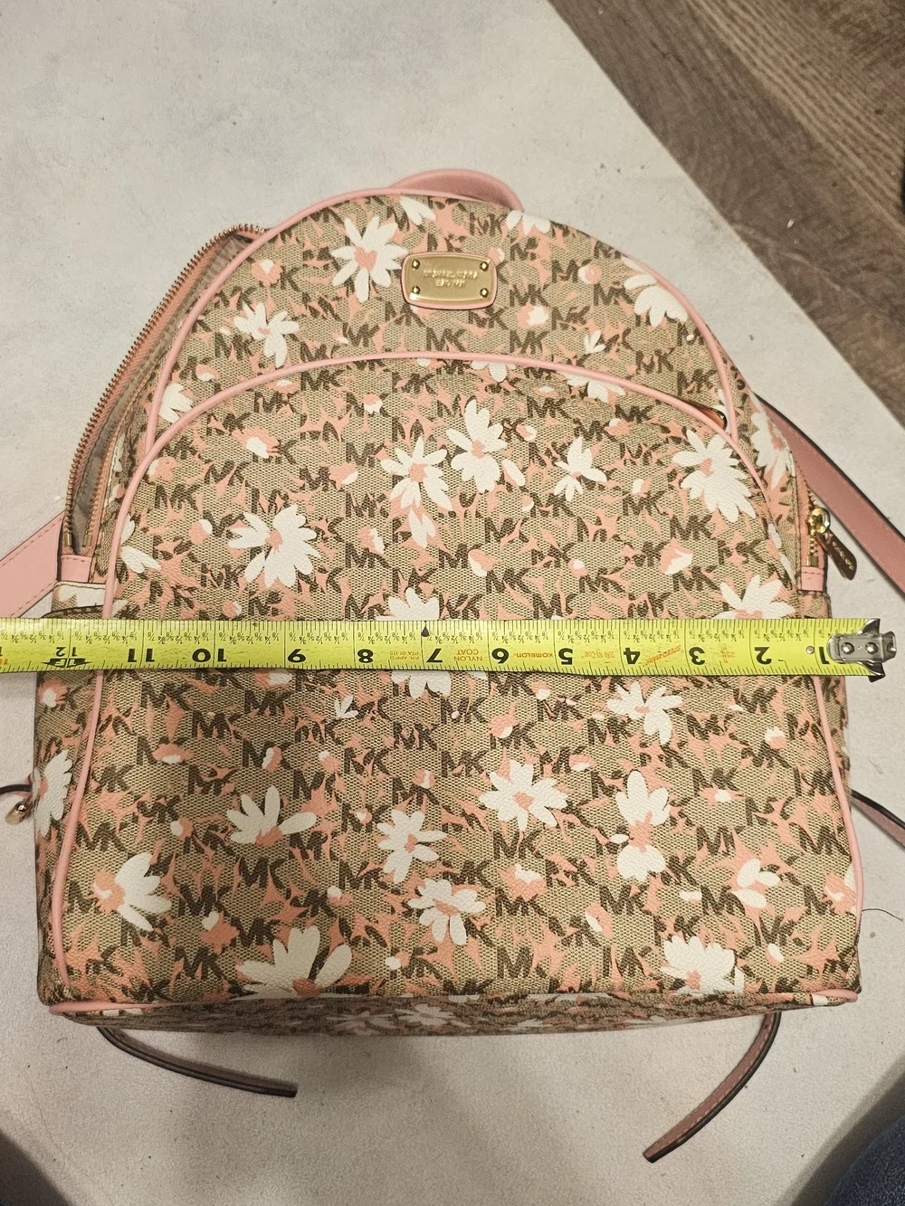 Michael Kors Pink Trim Floral Logo Mini Backpack